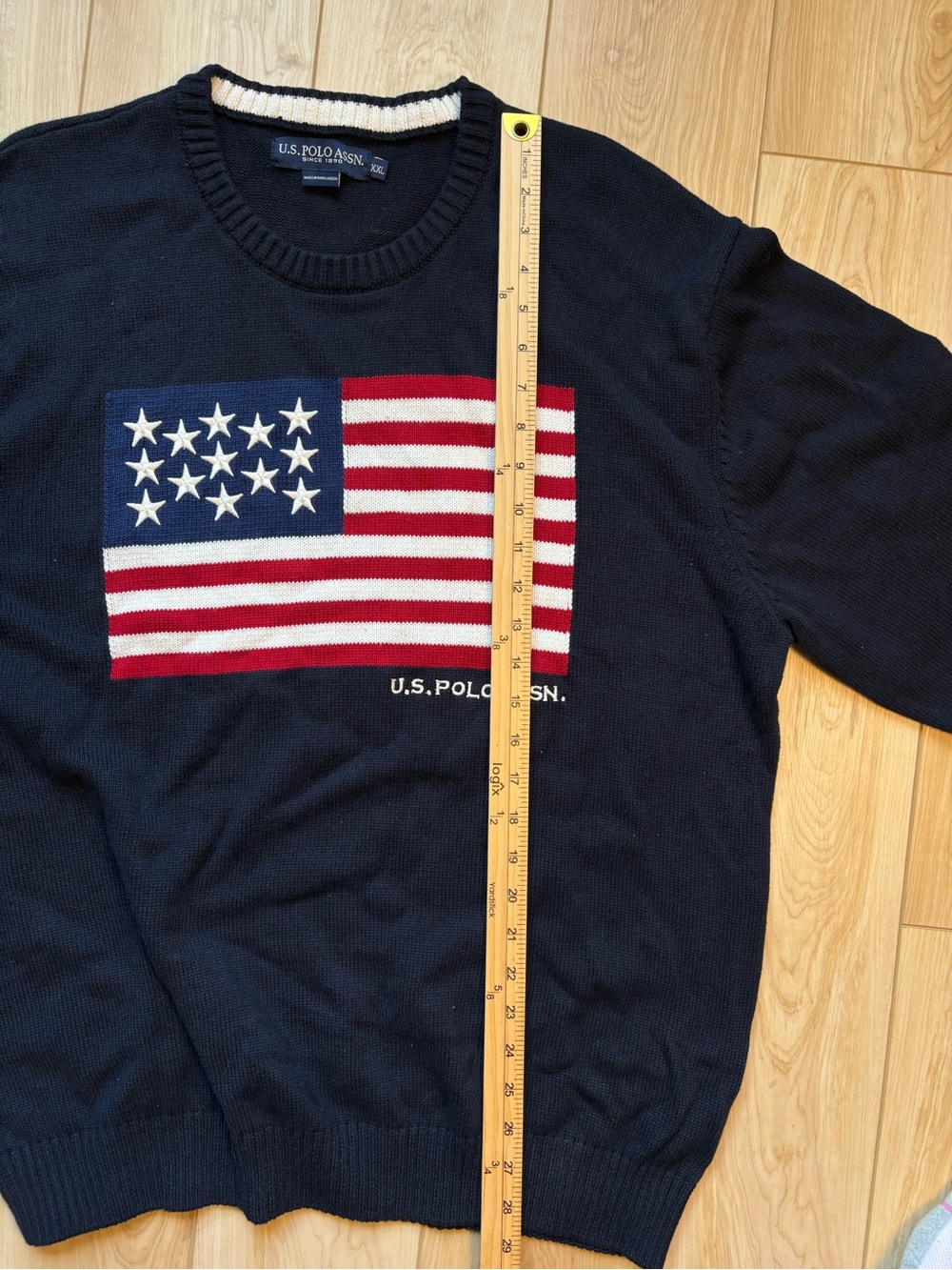 U.S. Polo Assn. American Flag Navy Cotton Crewneck Sweater - Picture 5 of 6
